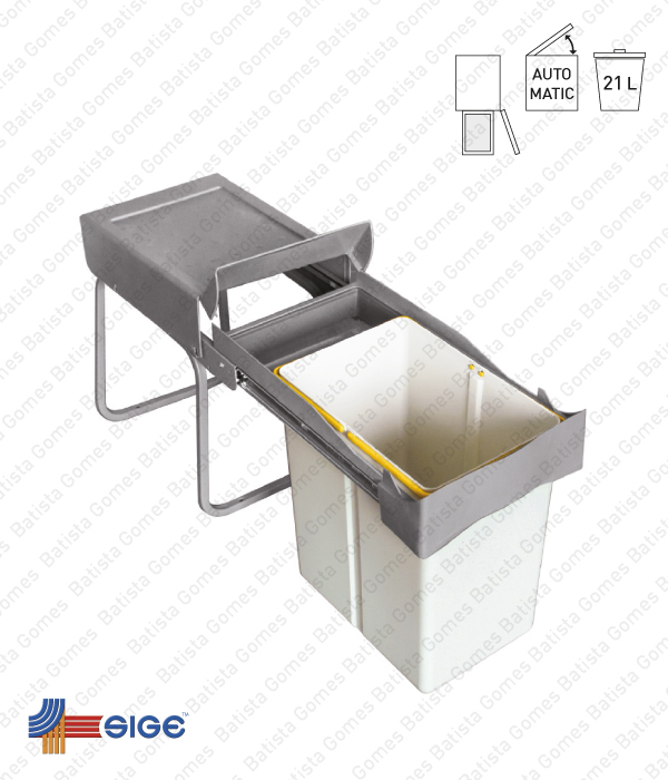 Balde para lixo extra�vel - Porta lateral - M�d. 300 - Autom�tico - 21L